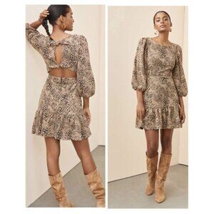 Anthropologie MAEVE Animal Print Knit Cut Out Dress Mini Brown Black 9/10 1-24
